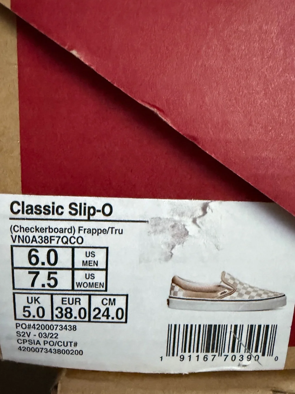 Vans Slip-On Checkerboard Sneaker in Tan and White Womens